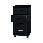 Space Solutions 18 Deep 4 Drawer Metal Mobile Organizer, 4 Box Drawers, Locking, Black