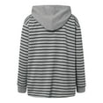thumbnail image 5 of Striped Hoodies for Women 2025 Fall Winter Long Sleeve Lightweight Button Loose Hooded Sweatshirt Pullover Tops, 5 of 8