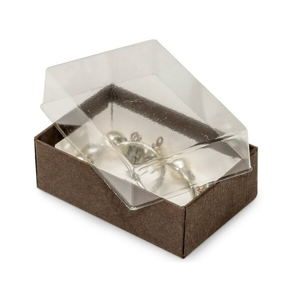 Pack of 100, 2.5 x 1.5 x 1" Clear Lid Boxes w/Chocolate Bases Perfect