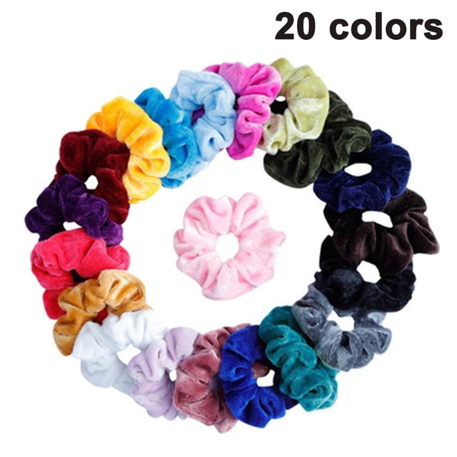 Lazos de terciopelo para el cabello, bolsas para el cabello, accesorios para el cabello para niñas, bandas de goma gruesas, colas de caballo coloridas para mujeres Zhivalor 2035938-1