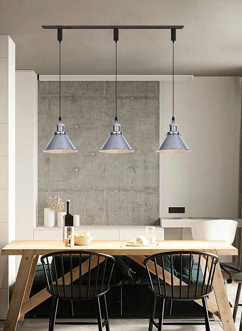 KAYYELAMP Plug in Cable Track Rail with Adjustable Cord Silver Track Lighting Fixture E26 Base H-Type Modern Design for Kitchen Loft(No Bulb)