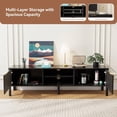 thumbnail image 4 of Black TV Stand, Mid Century Modern Entertainment Center with Storage, TV Table with Fluted Door Cabinets and Open Adjustable Shelves for Livingroom, Bedroom, 4 of 16