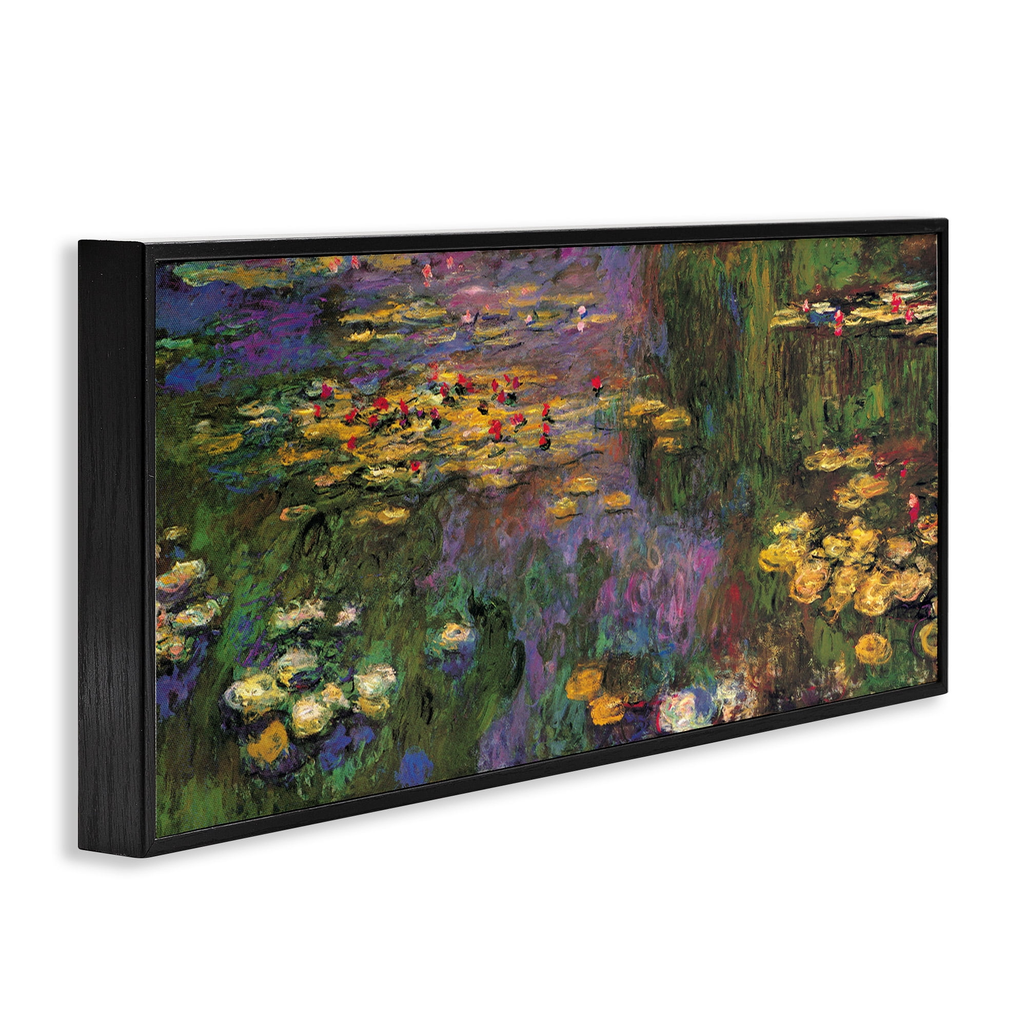 Stupell Industries Vibrant Traditional Water Lilies Botanical & Floral Painting Black Framed Art Print Wall Art, 24 x 10