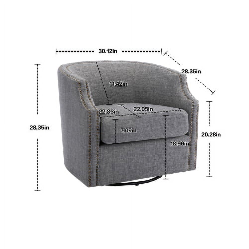 Lunale Fabric Swivel Accent Barrel Chair, Club Chair Comfy Reading Armchair, Gray