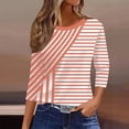 thumbnail image 6 of cocolona Womens Casual Striped Tops Crew Neck 3/4 Sleeve Pullover Shirts Outfits Basic Tees, 6 of 7