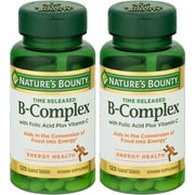 Angle View: 2 Pack Nature's Bounty B-Complex with Folic Acid plus Vitamin C Tablets 125 Each
