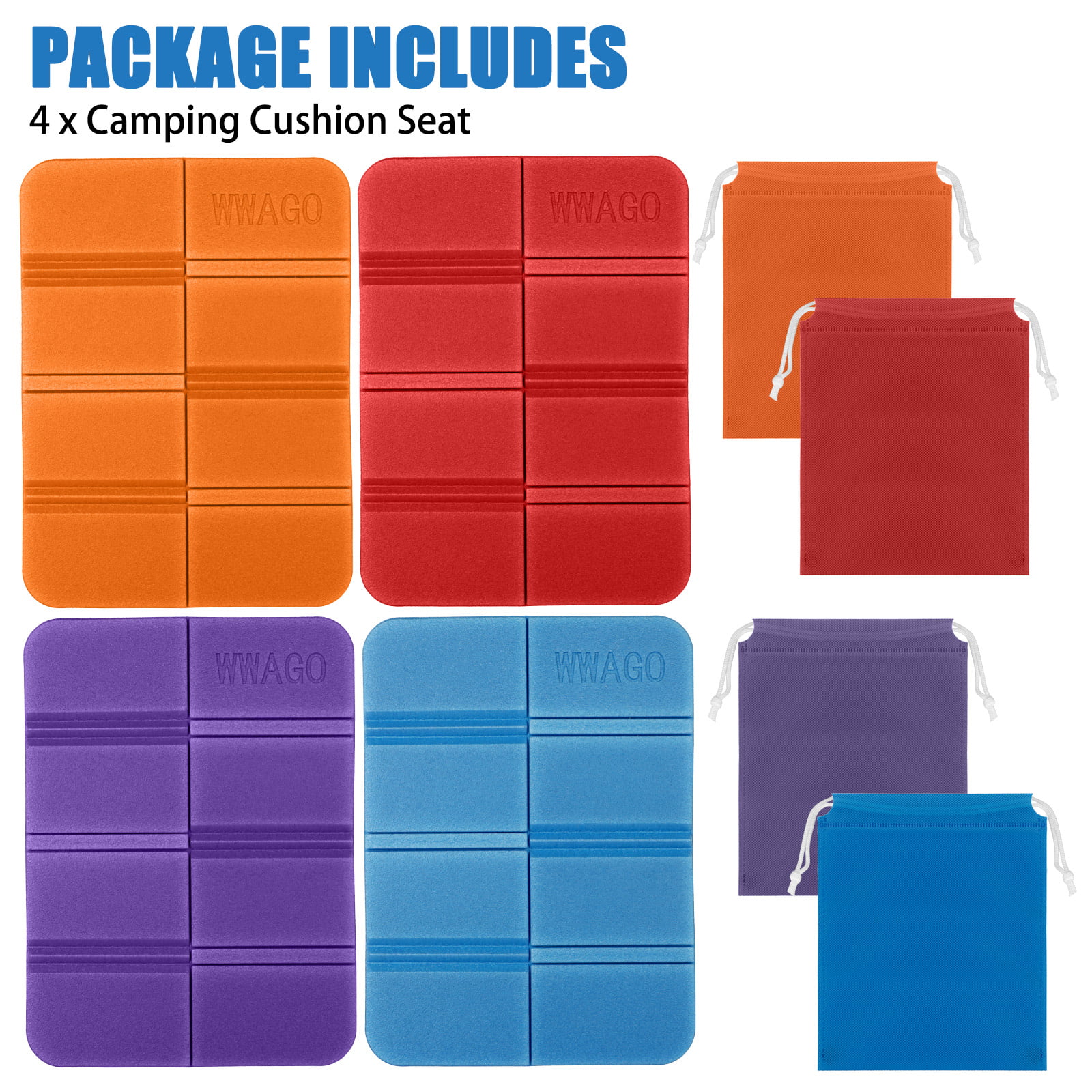 6 Pcs Camping Cushion Hiking Seat Pad Small Foldable Waterproof Foam Mat  with Storage Bag to Sit on Bleacher Ultralight Foam Sitting Pad for Outdoor