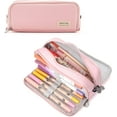 thumbnail image 1 of Estuche escolar para niñas y niños, estuche grande con 3 compartimentos, estuches pastel para mujeres y hombres (rosa), 1 of 5