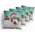 thumbnail image 5 of Ambesonne Christmas Throw Pillow Cover 4 Pack, Snowman and Boxes, 20", Multicolor, 5 of 7