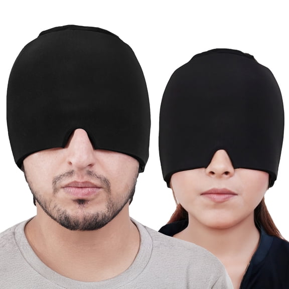 LVAD Gear Migraine Relief Cap - Hot & Cold Therapy Ice Pack for Headache  Black LV-125