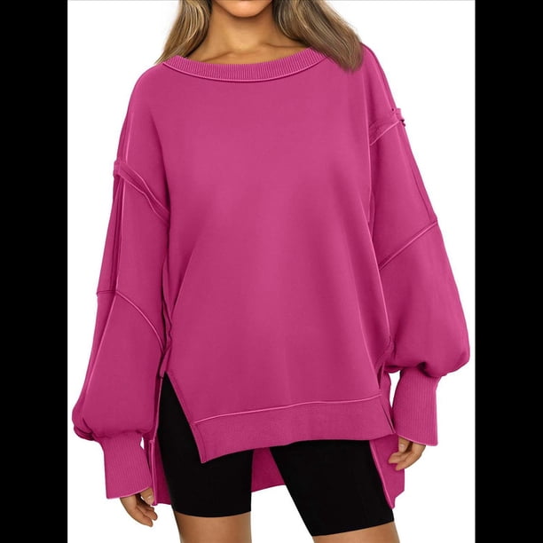 Sudaderas de Gran Tamaño para Mujer, Sudaderas con Capucha, Camisetas de Cuello Redondo, Conjuntos de Otoño, Ropa de Invierno Y2K para Adolescentes Rosa Roja XXL