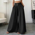 thumbnail image 5 of ibiyuan Gaucho Pants for Women Wide Leg Elastic Waist Palazzo Pants Stretchy Linen Trousers for Women Drawstring Lounge Pants Women with Pockets Cropped Spring Summer Vacation Outfits, 5 of 6