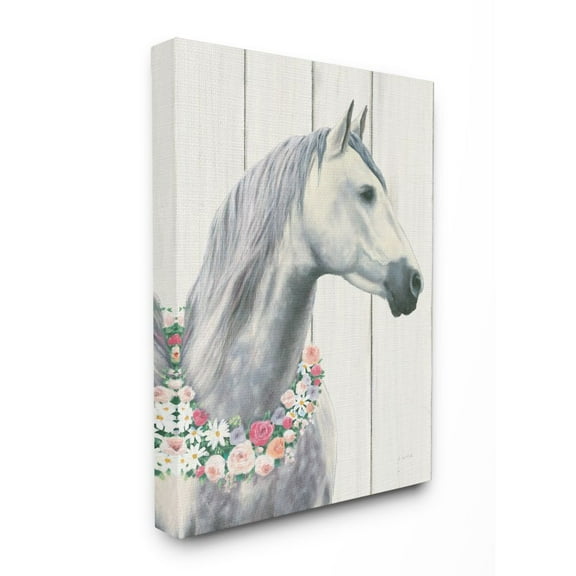 Stupell Industries Spirit Stallion Horse With Flower Wreath Canvas Wall Art by James Wiens