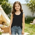 thumbnail image 4 of Grblisyd Girls Tank Tops Kids Summer Solid Color Loose Casual Cute Sleeveless Crewneck Tunic Tops T Shirt 7-14 Years, 4 of 5