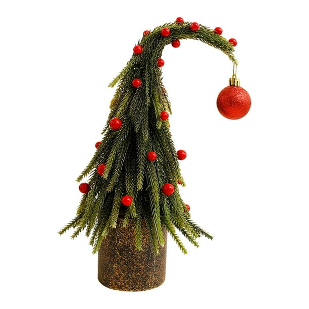 Mini árbol de Navidad artificial con punta torcida, práctico y decorativo. 30 centímetros