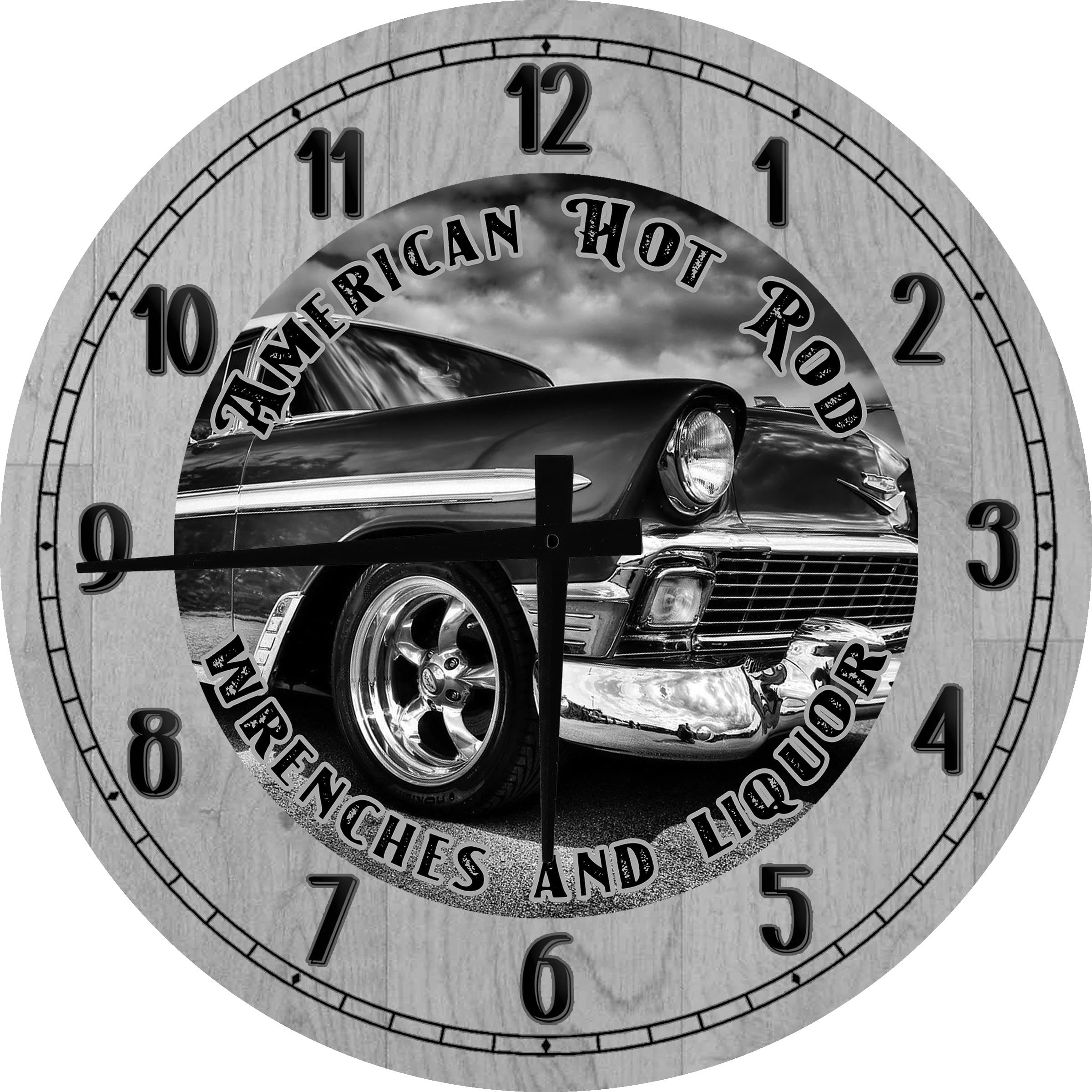 Wood Wall Clock 12 Inch Vintage Car Wall Art American Hot Rod Classic