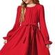 thumbnail image 3 of Vestido Largo de Manga Larga de Moda Y Cómodo Color Sólido con Cinturón para las Niñas, Falda Plisada para el Vestido de Cumpleaños para las Niñas, 3 of 5
