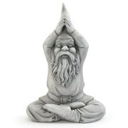 Gnome Yoga Namaste Pewter Grey 13 inch Resin Stone Collectible Figurine