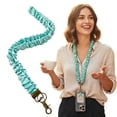 thumbnail image 2 of CozeLy Scrunchie Lanyard Neck Phone Lanyard Cute Lanyards for ID Badges Soft Ruched Silky Wrist Strap with Metal Clasp for Keys Cell Phone Teacher, 2 of 6