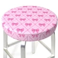 thumbnail image 5 of Salouo Pink bows Pattern Bar Stool Cushion Cover, Round Crease-Resistant Stretchy Dustproof Stool Seat Slipcover for Bar Round Chair-13 inch, 5 of 6