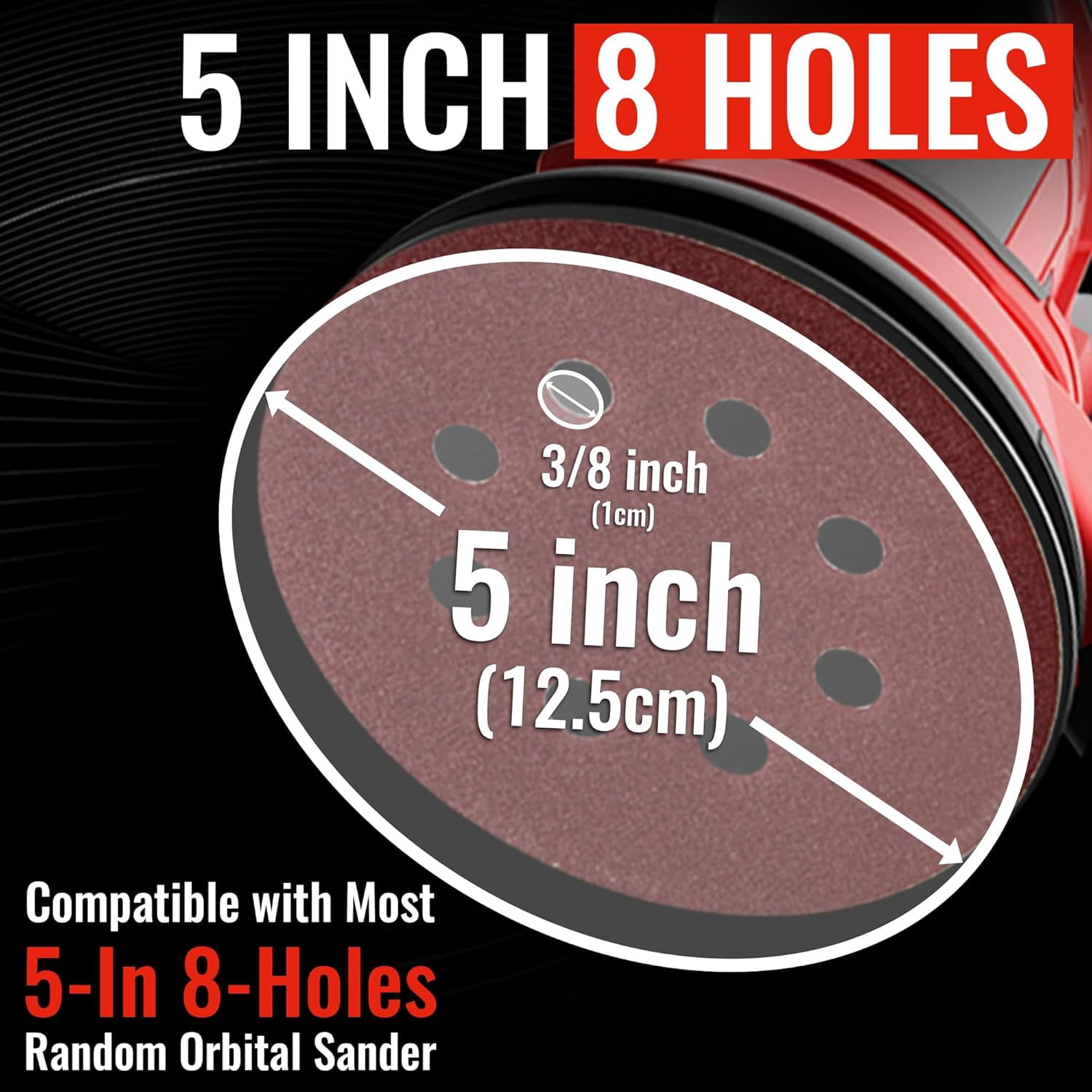 FRKSMD-5 Inch Sanding Discs Hook and Loop, 8 Hole Random Disc Sanders & Orbital Sander Pads for Wood with Variety Pack, 60, 120, 240, 320 Grit - 100 PCS Dustless Round Sanding Discs