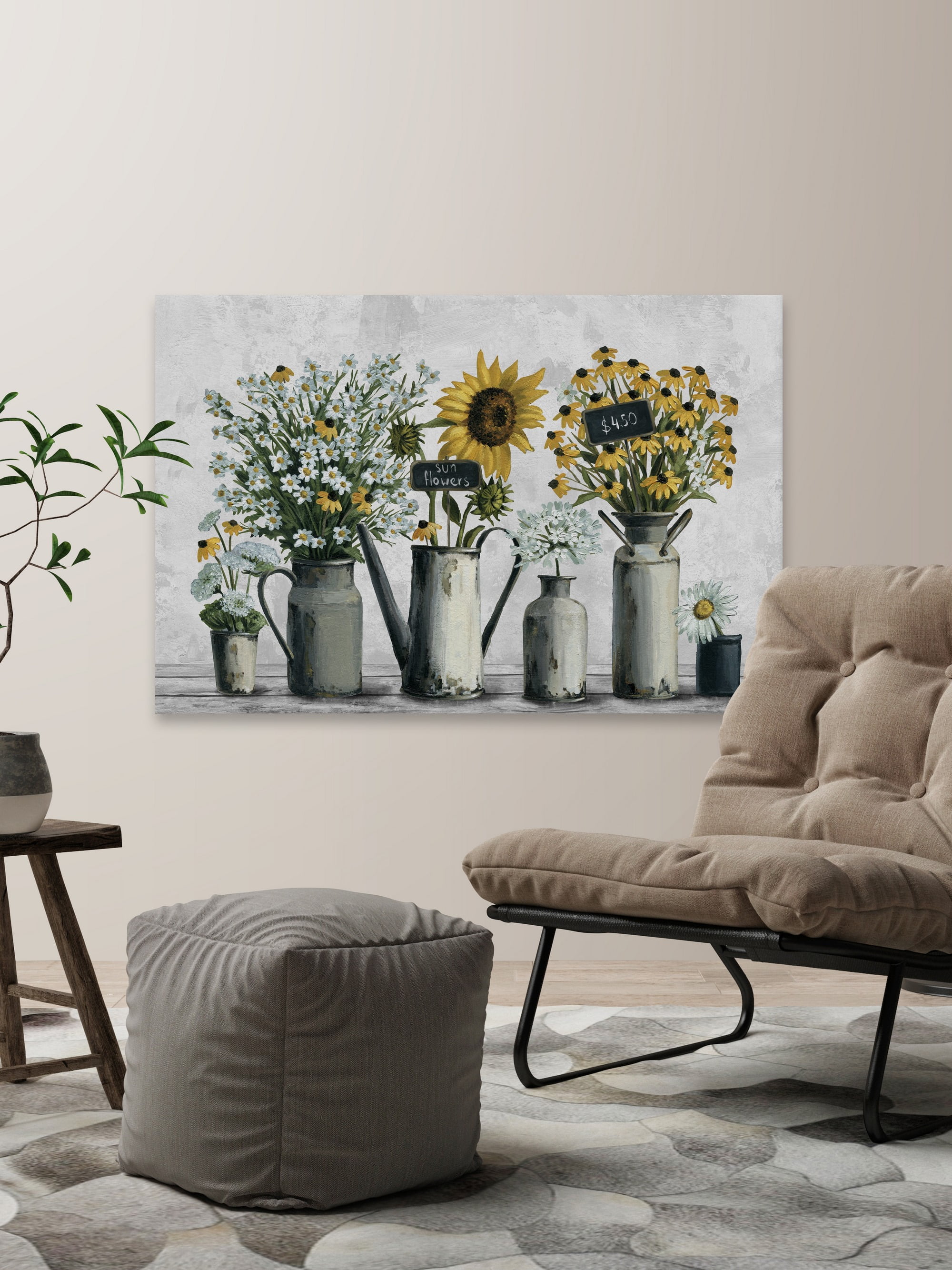 Marmont Hill Tin Can Flowers Canvas Wall Art, 16" x 24"