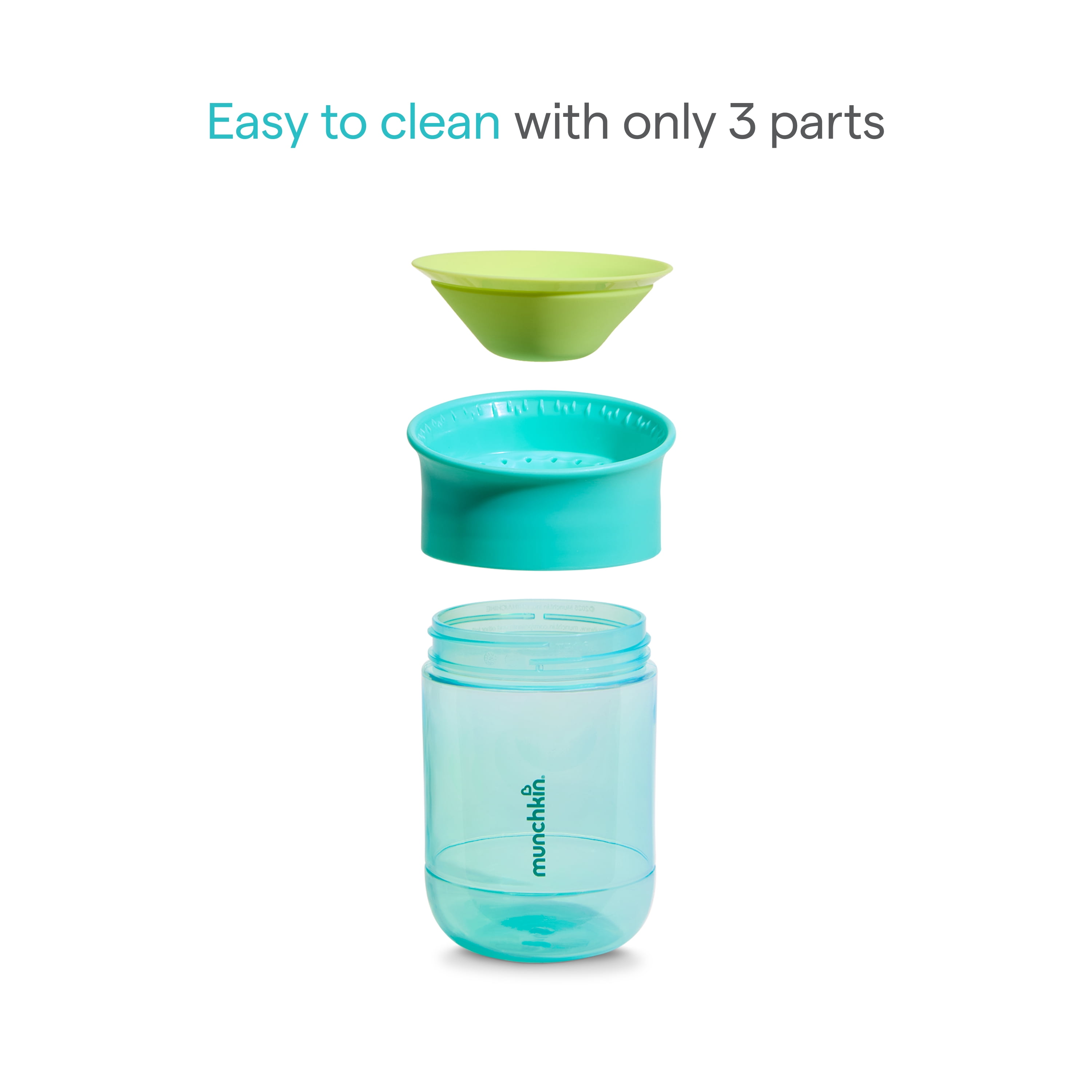 Munchkin Miracle 360 Spoutless Spill-Proof Cup, Medium Flow, 10 oz, Unisex, 2 Pack (Blue/Yellow)