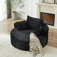 thumbnail image 2 of 55" L-Shaped Corduroy Couch, No Assembly Required, Black, 2 of 7