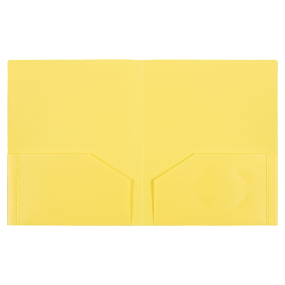 JAM Paper Heavy Duty Plastic Two Pocket Presentation Folders, Yellow, 108/pack