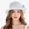 thumbnail image 4 of Riforla Womens Summer Dress Hat Wide Leaf Flower Bridal Shower Hat Sun Hats Beach Hat Beach Hats for Women White, 4 of 7