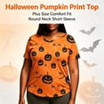 thumbnail image 3 of Axdhxbd Plus Size Halloween Shirts for Women Funny Pumpkin Graphic Tees Loose Casual Short Sleeve Crew Neck T-Shirts Fashion Holiday Tops M-5XL, 3 of 8