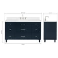 thumbnail image 4 of ARIEL Monroe 60 Inch Single Rectangle Sink Bathroom Vanity With Carrara White Quartz Countertop 1.5 Inch Edge In Midnight Blue, 4 of 7