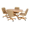 thumbnail image 4 of Furnish Theory  Caster Chair Company Ashtyn 5-Piece 42x[42/60] Caster Dining Set Wood Edge Laminate Table Top & Buff Polyurethane Rolling Swivel Tilt Chairs, 4 of 33