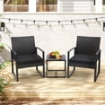 thumbnail image 3 of Melocadol 3 Piece Wicker Patio Bistro Set, Outdoor Rattan Set with Glass Top Coffee Table, Black Frame with Black Cushions, 3 of 8