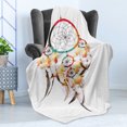 thumbnail image 4 of Tribal Soft Flannel Fleece Throw Blanket, Retro Style Bohemian Dreamcatcher Image Indigenous Culture Feather, Cozy Plush for Indoor and Outdoor Use, 50" x 60", Multicolor, by Ambesonne, 4 of 5