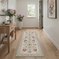 thumbnail image 4 of 2x3 Area Rug Machine Washable with Non Slip Backing, Low Pile Indoor Door Mat for Entryway, Entrance, Front Door and Bathroom, Vintage Floral Print Pattern, Mauve Blush, 4 of 5