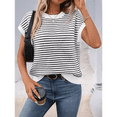 thumbnail image 5 of Cap Sleeve Casual Striped Color Block Sweater White M, 5 of 7
