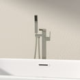 thumbnail image 3 of Logmey Brushed Nickel Freestanding Bathtub Faucet Floor Mounted Single Handle with Bathtub Spout and Handheld Shower, 3 of 12