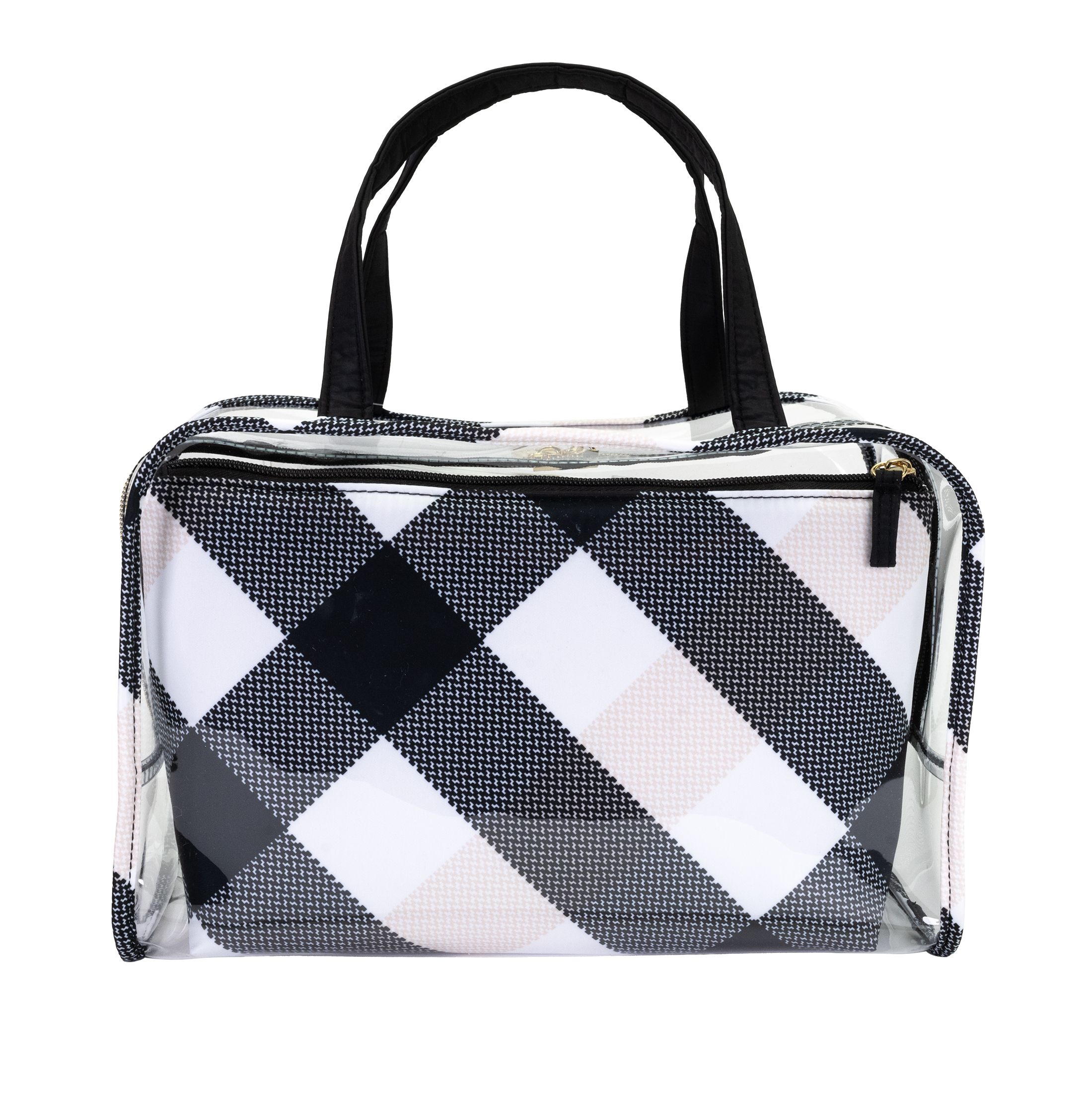 Conair Weekender 7pc Black Plaid Cosmetic Bag