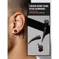 thumbnail image 5 of FaithHeart Men Earrings Viking Wolf Teeth Fung Red Stone Black Stud Earrings for Men Women Stainless Steel Hypoallergenic Retro Gothic Jewlery Gift for Father Son Grandson, 5 of 7