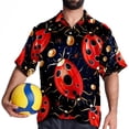 thumbnail image 4 of Seven Starred Ladybird Men's Short Sleeve Poplin Shirt, Casual Printed Beach Button Down Summer Unisex Shirts, 4 of 6