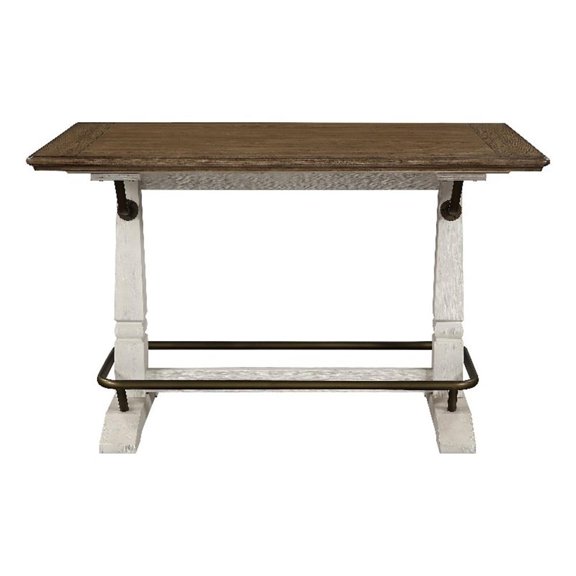 Pendleton Ivory and Brown Wood Counter Height Gathering Table