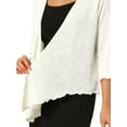 thumbnail image 6 of INSPIRE CHIC Women's Leisure Open Front Self Tie 3/4 Sleeve Crop Shrug Cardigan, 6 of 6