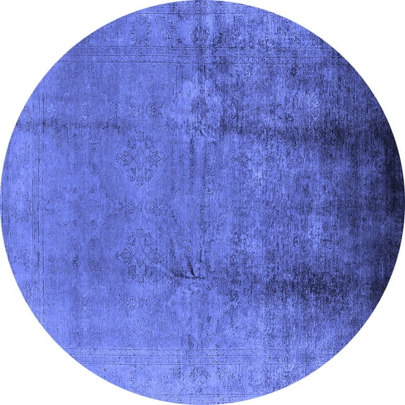 Ahgly Company Indoor Round Oriental Blue Industrial Area Rugs, 7' Round