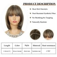 QUEENTAS 12" Brown Wigs for Black Women Straight Short Brown Bob Wig