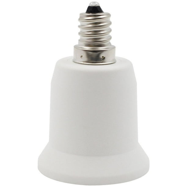 Adaptador de portalámparas E12 a E27, candelabro E12 a portalámparas mediano E26/E27, adaptador de base de bombilla para ventiladores de techo, luces colgantes, candelabros, 120 V/220 V, blanco.