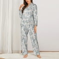 thumbnail image 2 of Gukieu white Moose winter tree Print Women's Long Sleeve Pajama Set, Button Top Elastic Pocket Pajama Pants Two Piece Set Home Wear-Small, 2 of 7