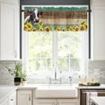 thumbnail image 3 of Rustic Wood Curtain Tier and Valance Set for Kitchen,3 Piece Rod Pocket Short Window Curtains-36in Length,Farmhouse Sunflowers Cow Small Window Treatments Tiers for Half Cafe Windows/Bedroom/Bathroom, 3 of 5