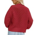 thumbnail image 5 of REORIAFEE Womens Sweaters Dressy Casual Long Sleeve Crew Neck Solid Color Sweater Classic Style Knit Pullover Relaxed Pullover Hollow Out Sweater Tops Wine M, 5 of 6