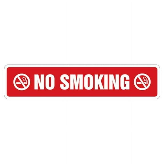 SignMission 1.5 x 7 in. No Smoking Street Decal - Smoking Decal Red Symbol